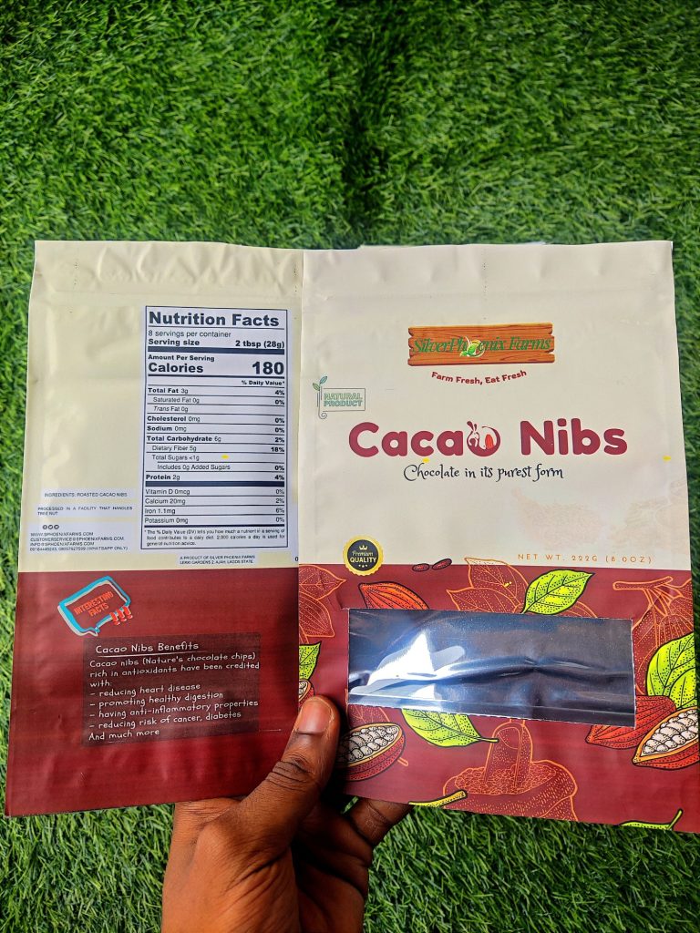 Product Pouch Design and Print For Silver Phoenix Farms Cacao Nibs 13