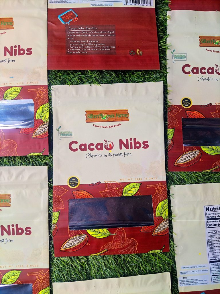 Product Pouch Design and Print For Silver Phoenix Farms Cacao Nibs 10