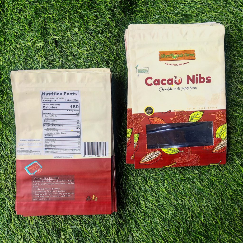 Product Pouch Design and Print For Silver Phoenix Farms Cacao Nibs 9