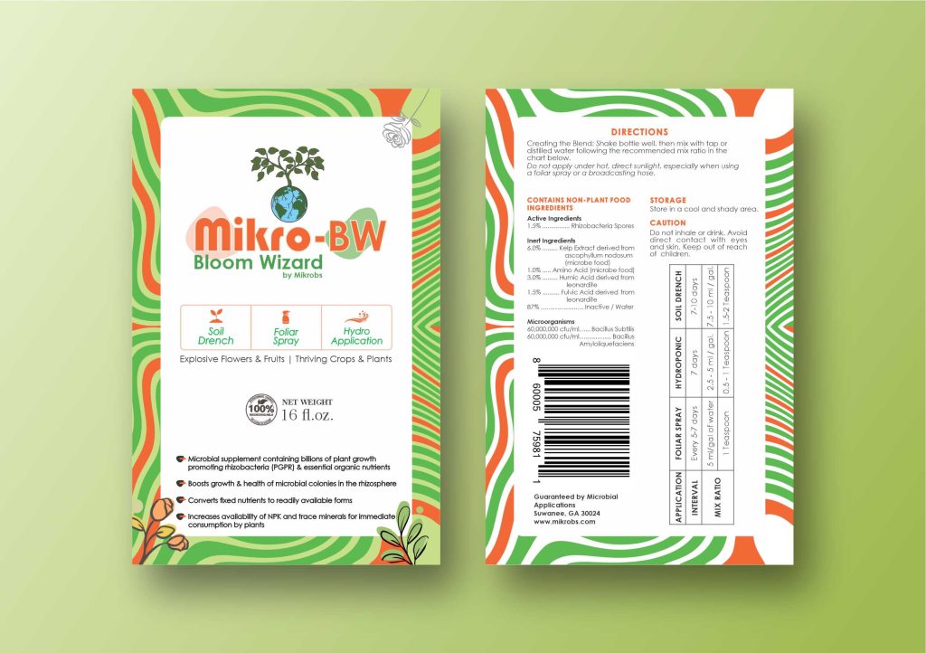 Product Label Design For Mikrob's Bloom Wizard 3