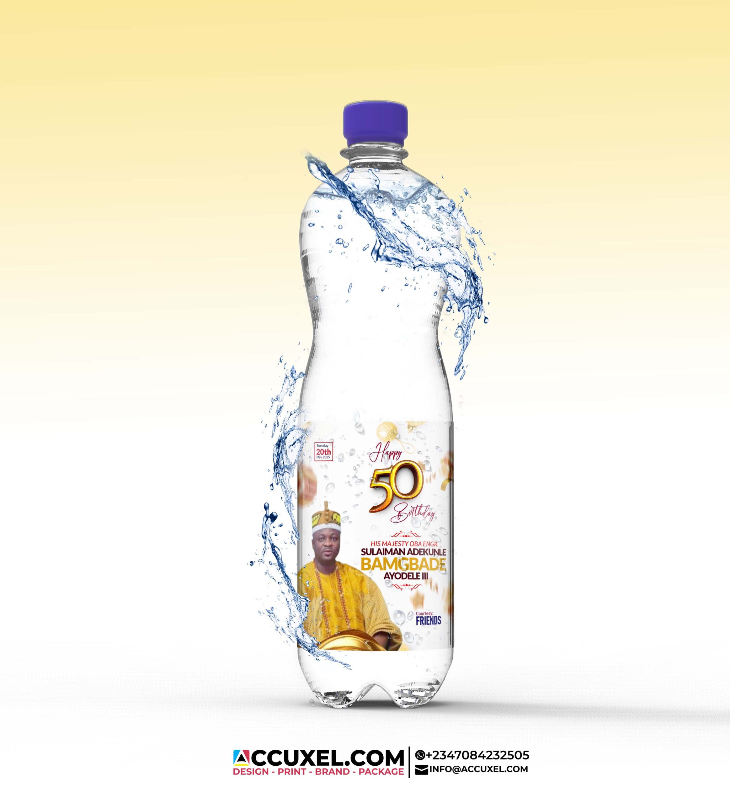 50th Birthday Water Bottle label