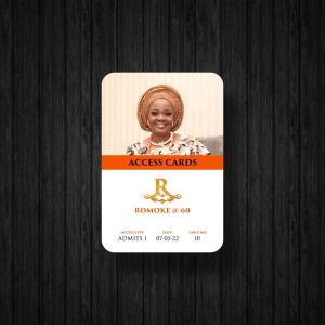 60th Birthday Access Cards Front Design