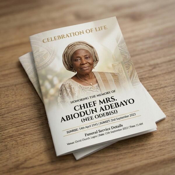 A4 Bifold Burial Funeral Program Design