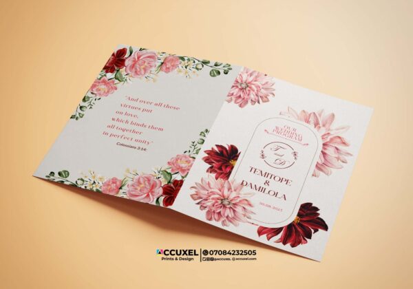 Get A4 Wedding Program Without Pictures Design Printing 1 A4 wedding program without pictures design