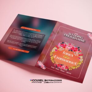 A5 wedding program without pictures design