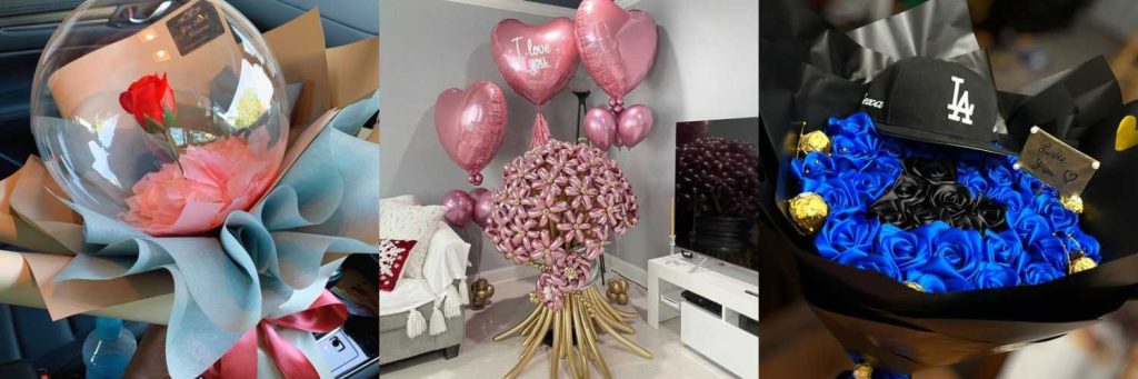 Baloon and Flower Bouquet for couple anniversary gifts