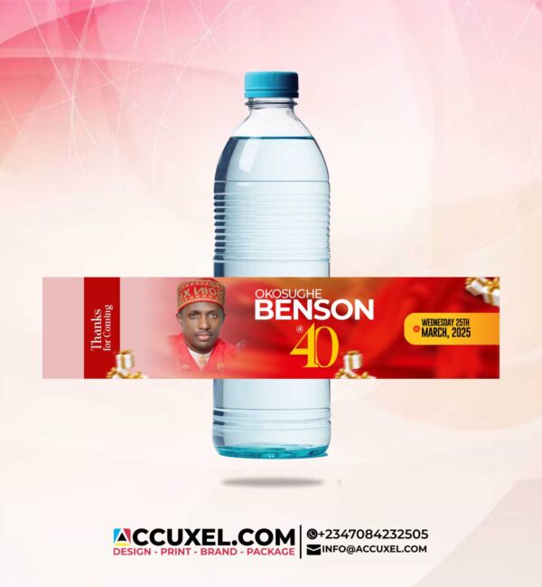 Custom 40th Birthday Water Bottle Labels Sticker Design and Printing