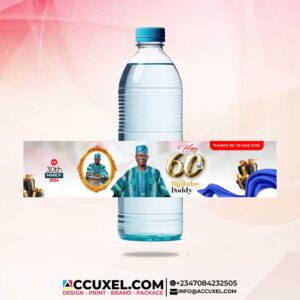 Custom 60th Birthday Water Bottle Labels Sticker Design and Printing