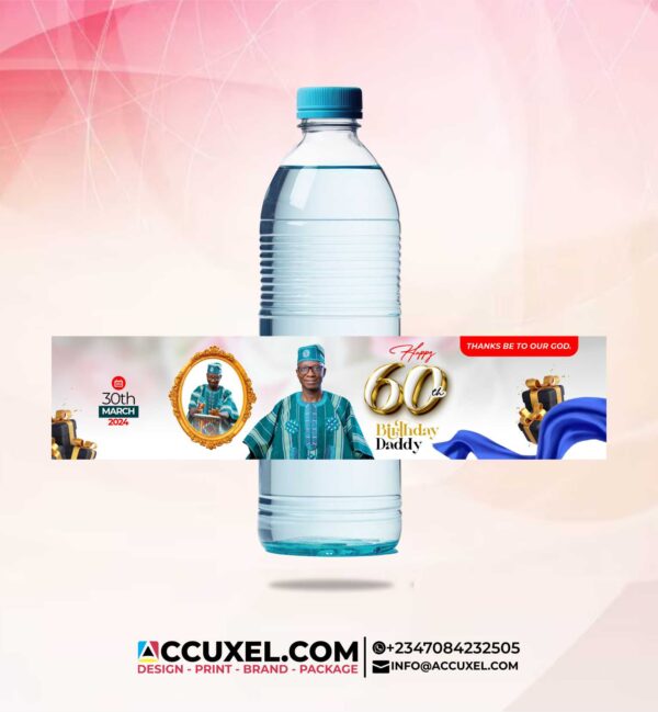 Custom 60th Birthday Water Bottle Labels Sticker Design and Printing