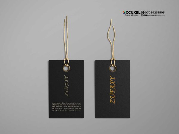 Custom Black Hang Tags With Gold Foil Design and Printing