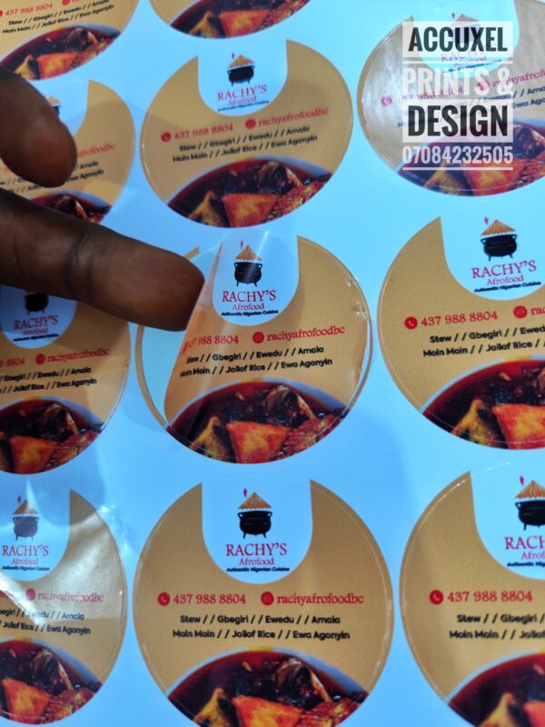 Custom Circle Food Label Stickers for restaurants