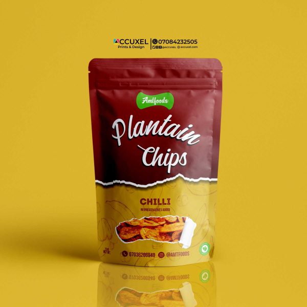 Custom Plantain Chips Pouch Design and Printing