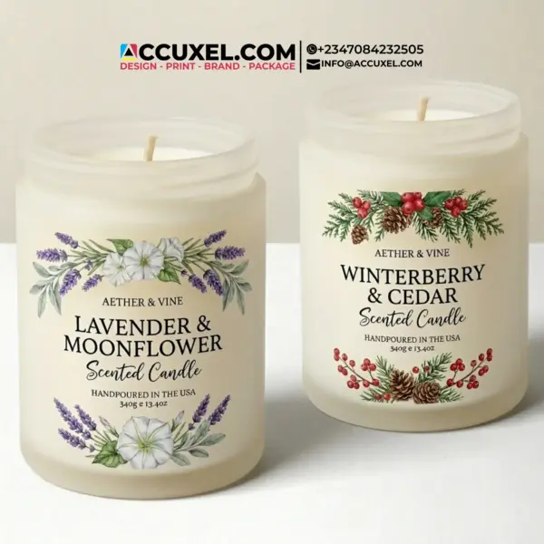 Custom Transparent Candle Label Sticker Design Printing