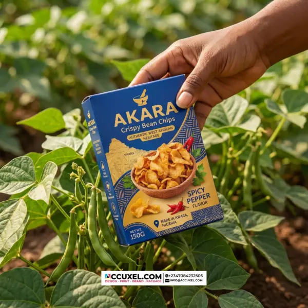 Custom akara chips packaging box printing for food brands