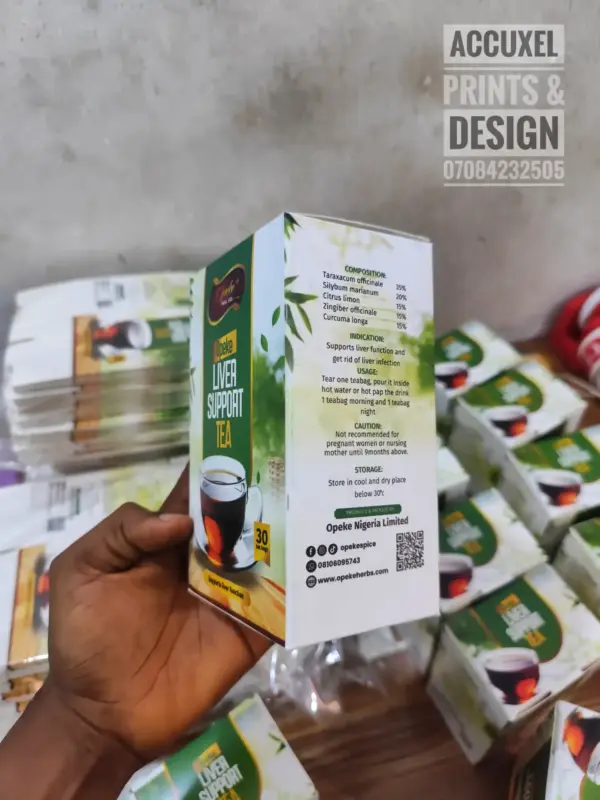 Custom printed green tea boxes displayed on a retail shelf