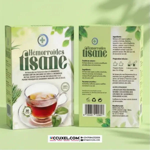 Custom tisane tea box packaging design and printing