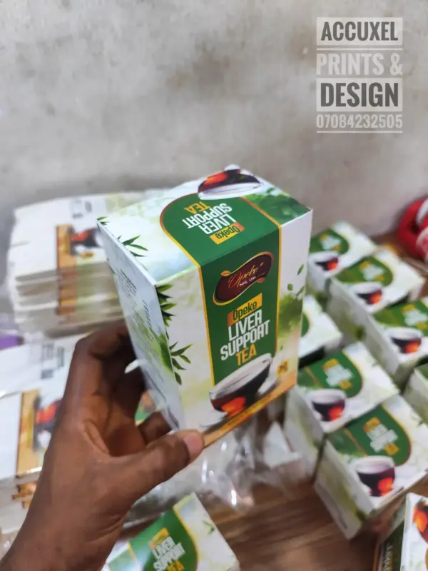 Custom tuck-end green tea box with full-color logo printing