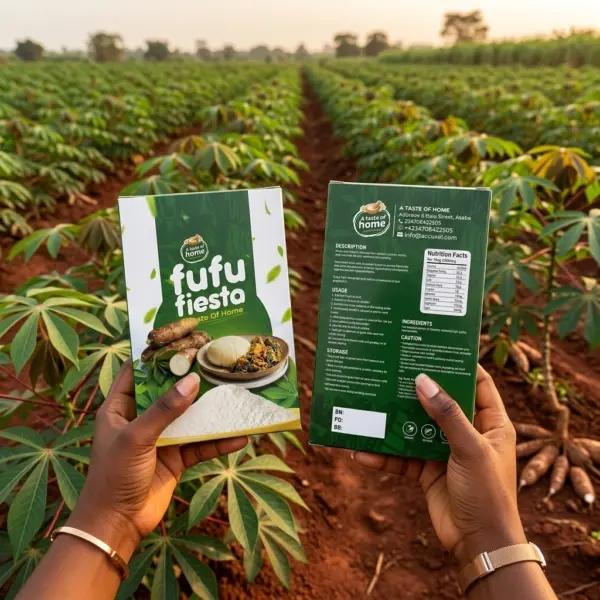 Fufu flour box packaging for food brands