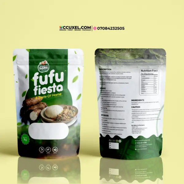 Fufu flour packaging pouch design and printing