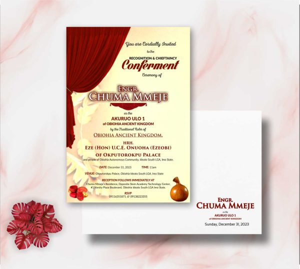 Igbo chieftaincy title invitation card design