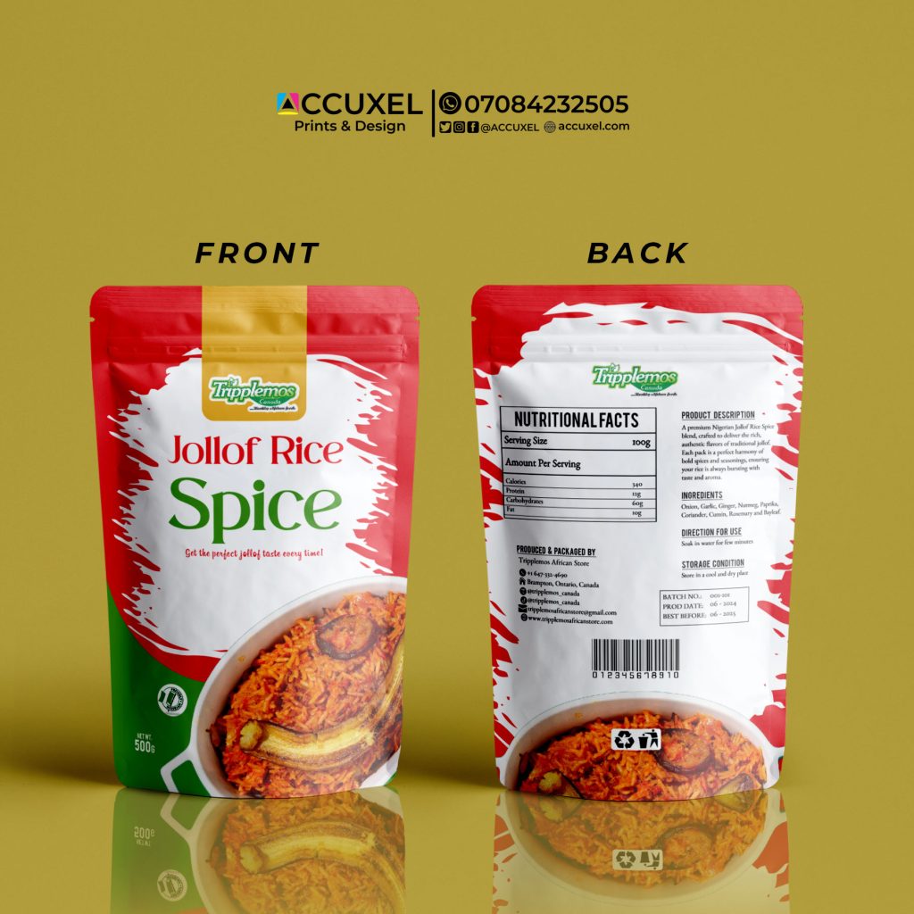 Get Custom Jollof Rice Spice Pouch Design And Printing (Low Minimum ...