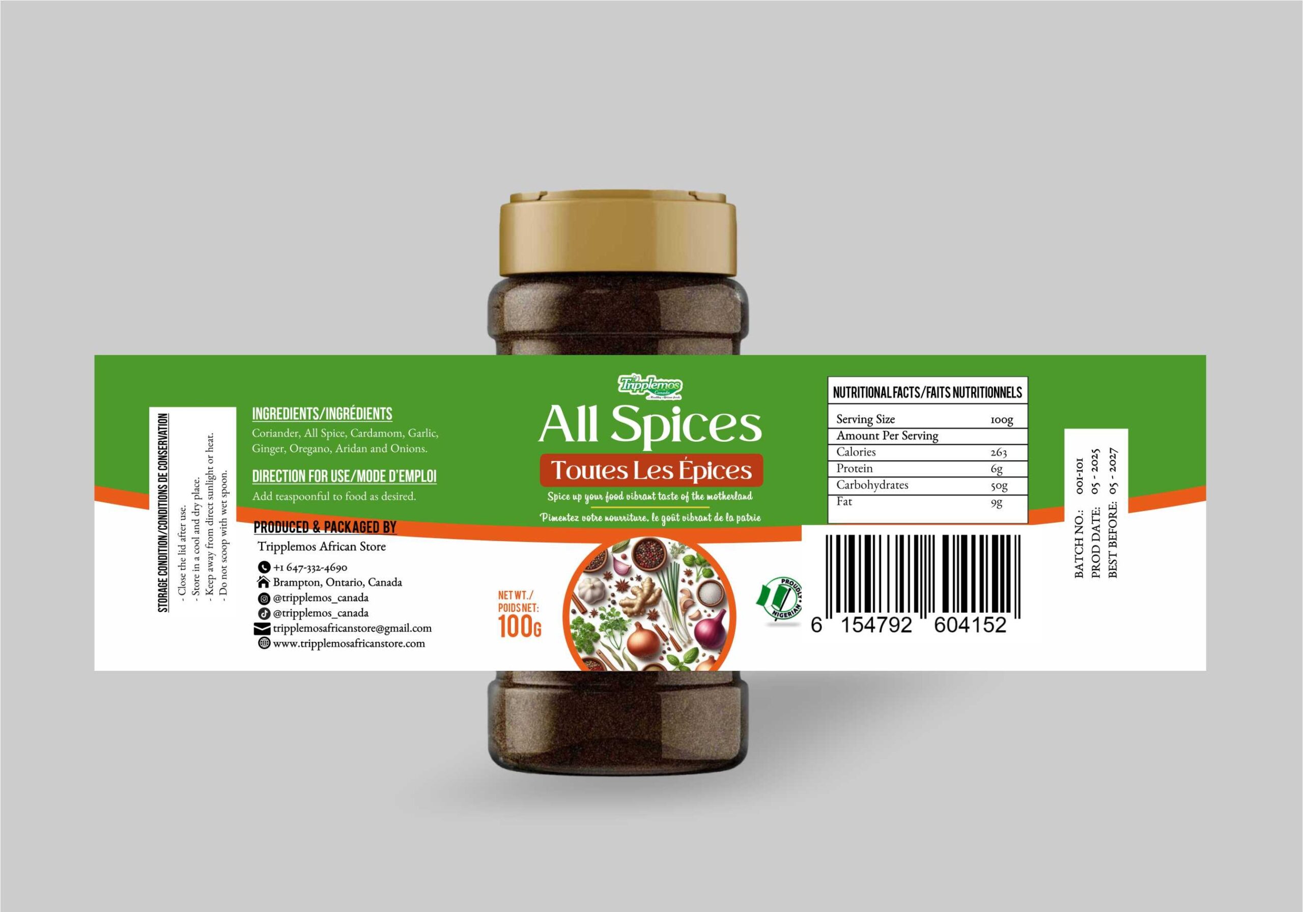 Label For Spices With Durable Materials