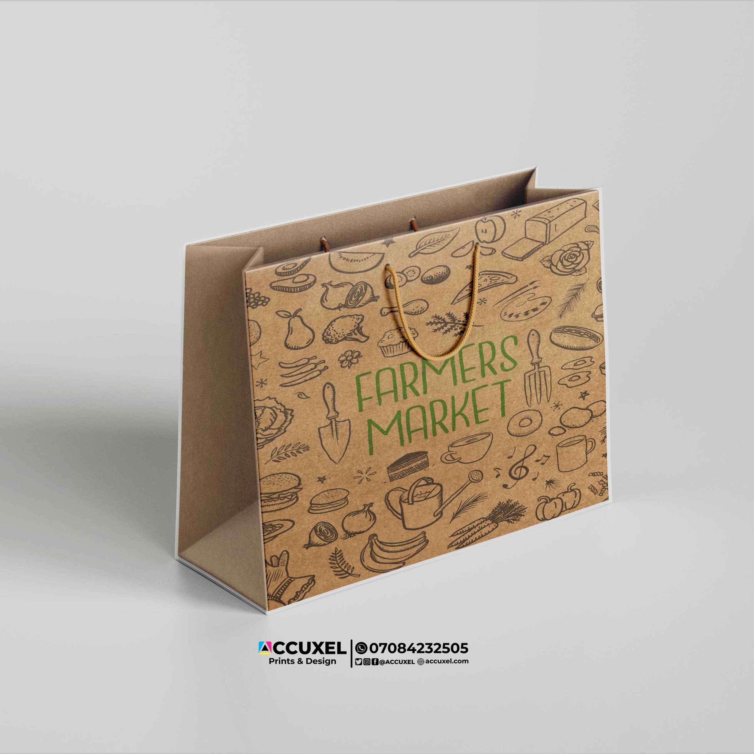 Landscape A4 Brown Medium Paper Bags Design Printing