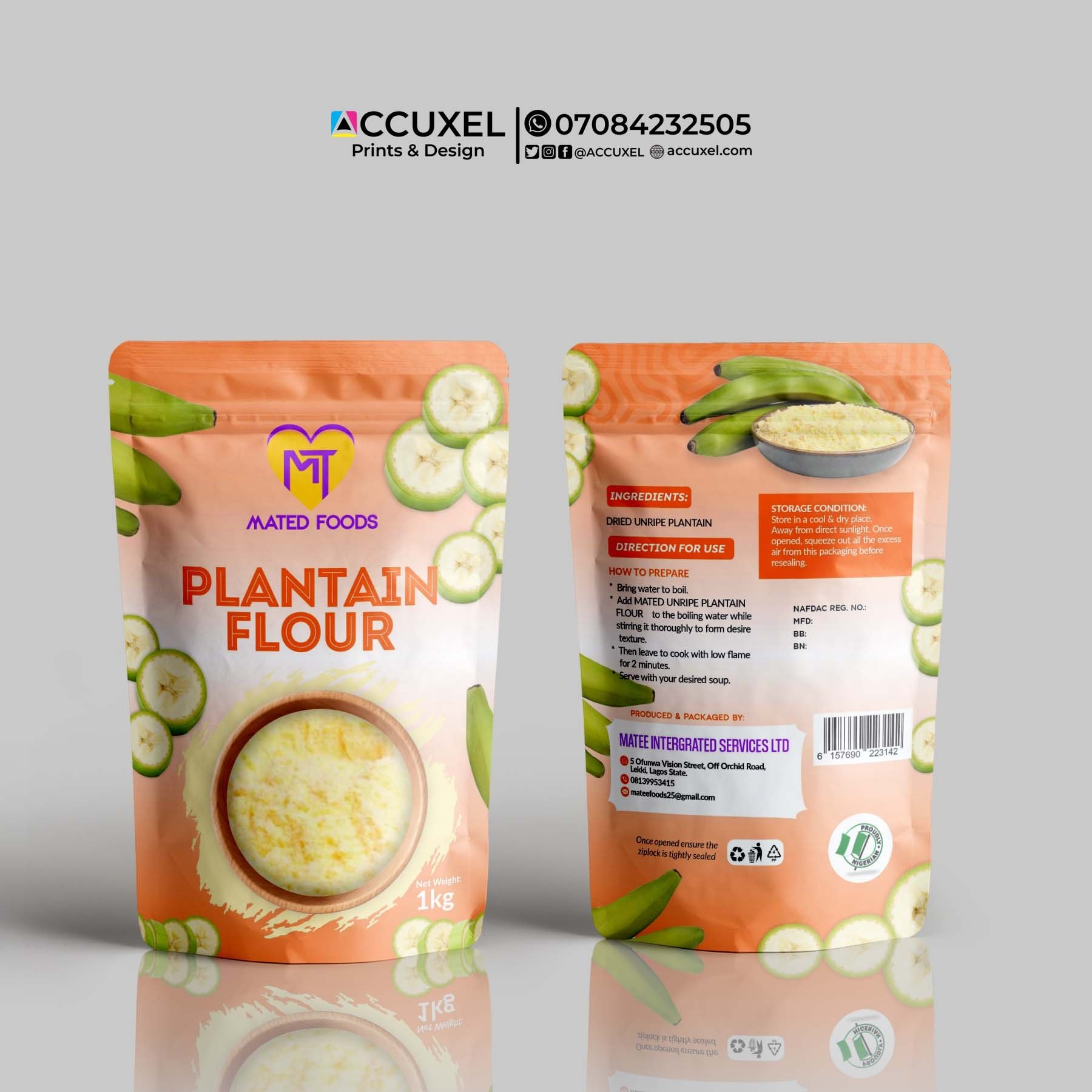 Plantain Flour Packaging Pouch Design and Printing