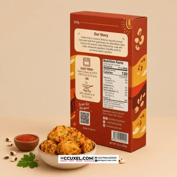 Printed beans cake packaging boxes for Nigerian food vendors