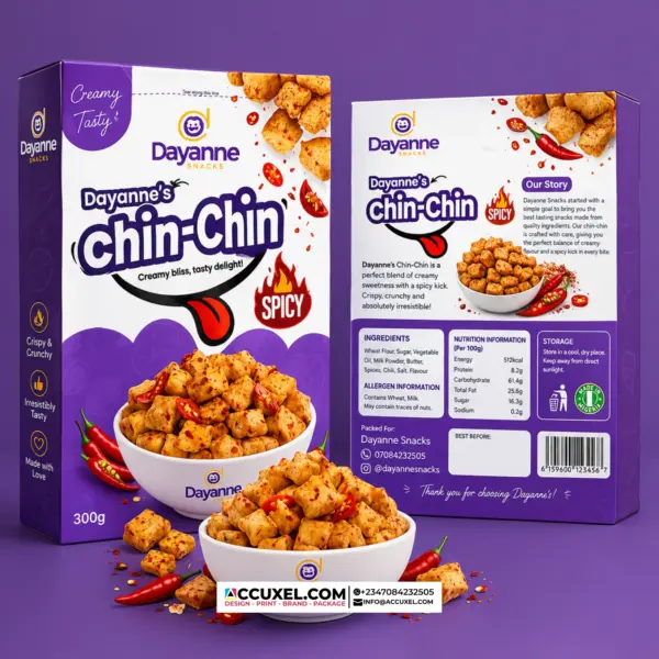 Professional chilli chinchin packaging box printing in Nigeria