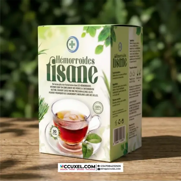 Rigid tisane tea box with matte lamination finish