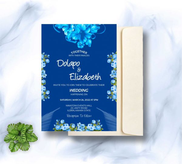 Royal Blue Wedding Invitation card Designs and printing