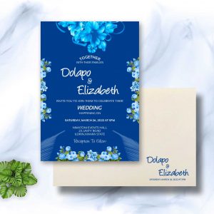 Royal Blue Wedding Invitation card Designs and printing with envelope