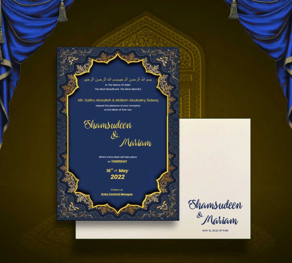 Get Royal Islamic Wedding Invitation Card Design And Printing In Nigeria Design And Printing 7716