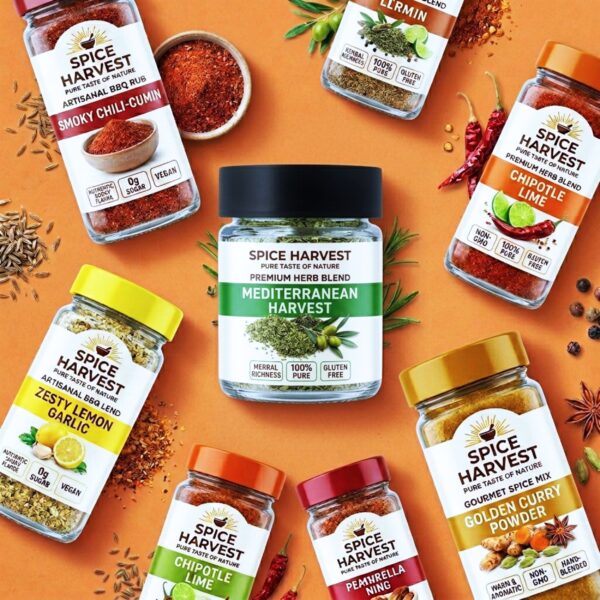 Spice container Label Stickers Design printing for spice brand