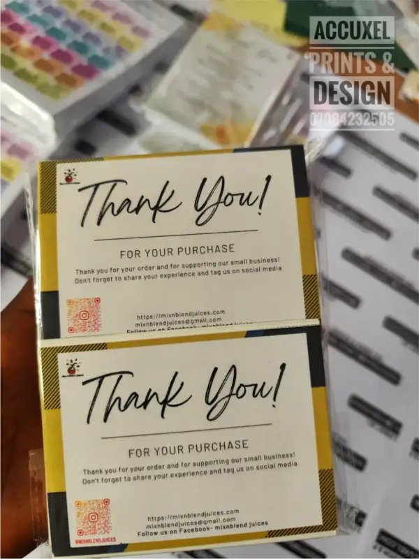 branded thank you insert cards for ecommerce businesses