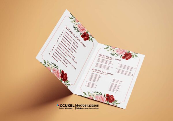custom A4 wedding booklet printing Nigeria