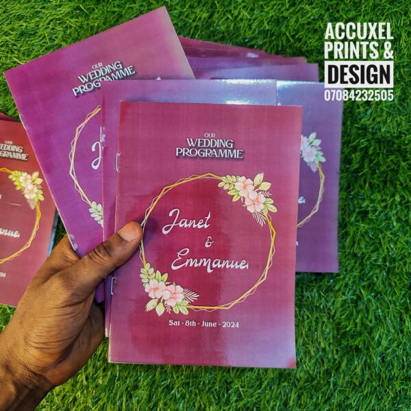 custom A5 wedding booklet printing Nigeria
