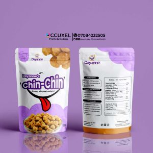 custom Chin Chin front and back Pouch Design printing