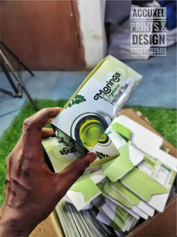 custom moringa tea box printing thick card style