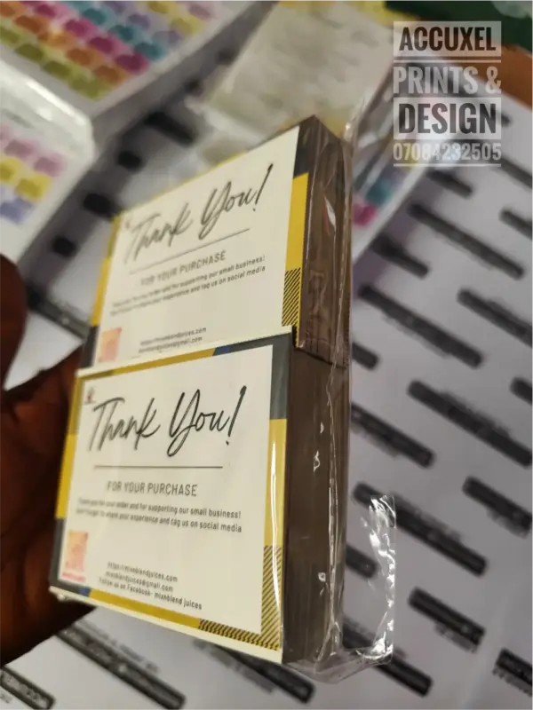 custom thank you card design and printing for business packaging