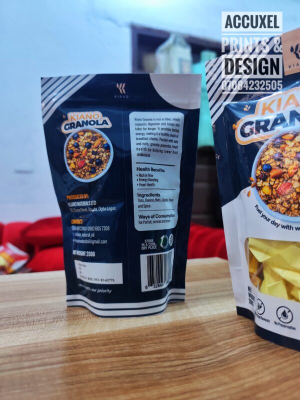 eco-friendly kraft paper granola pouch with custom logo