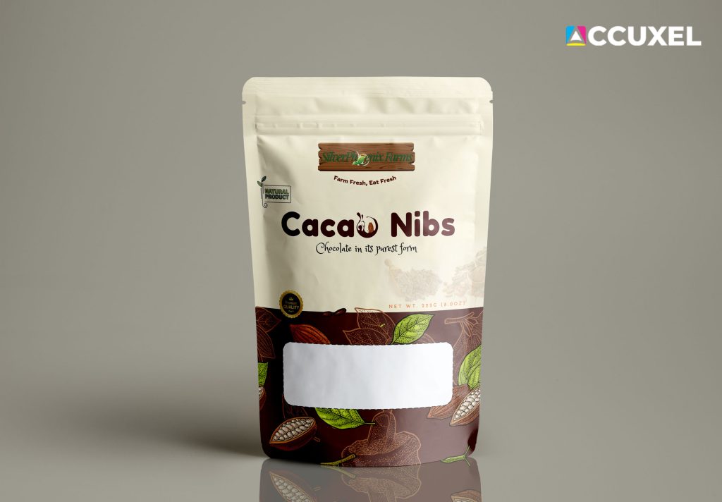 Product Pouch Design and Print For Silver Phoenix Farms Cacao Nibs 1