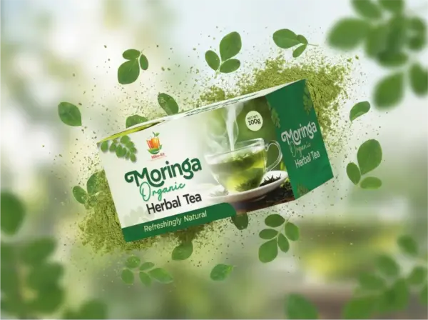 moringa tea packaging box front view design