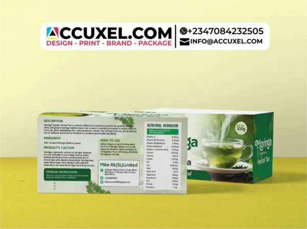 organic moringa tea packaging luxury finish design
