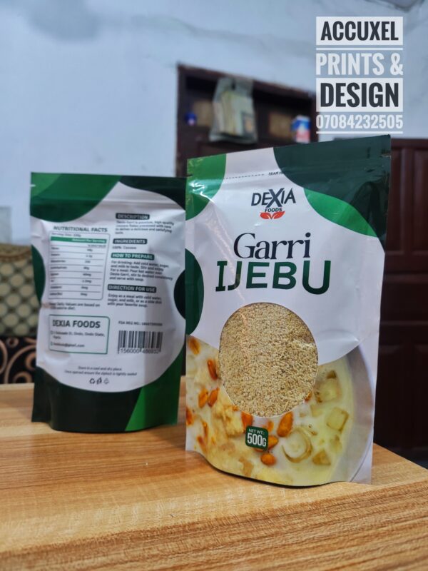 printed garri ijebu pack design