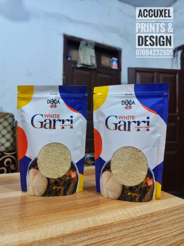 printed garri pack design