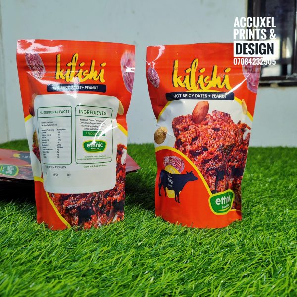 printed spicy kilishi pouch packaging front and back