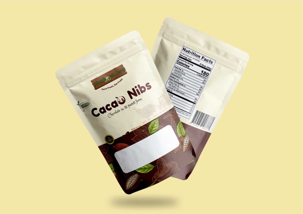 Product Pouch Design and Print For Silver Phoenix Farms Cacao Nibs 3