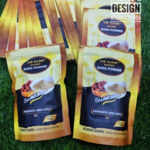 stand-up pouch for powdered dates with resealable ziplock